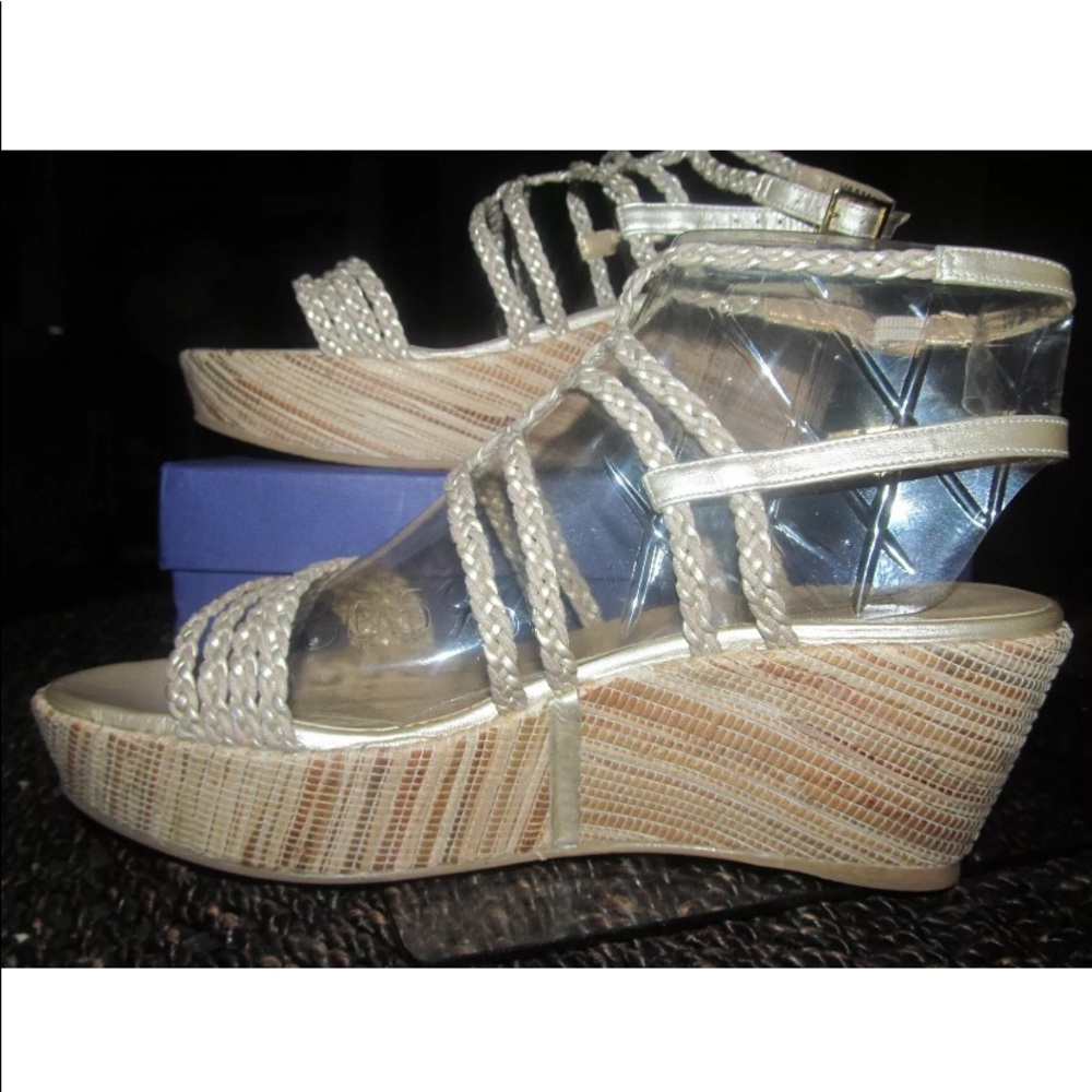Stuart Weitzman Summer Lolone Raffia Wedge Sandals - image 1